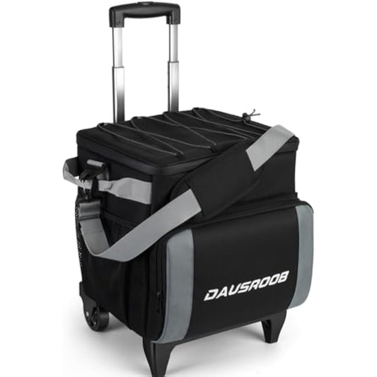 DAUSROOB Rolling Cooler, 48 CAN Soft Sided Cooler with Wheels and Handle Insulated Wheeled Cooler Lunch Bag with All-Terrain Cart Stable Leakproof Large Ice Chest Trolley for Travel, Camping, Picnics