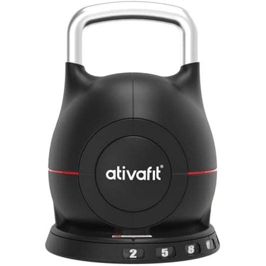 ATIVAFIT 20kg Adjustable Kettlebell 7 in 1 with Solid Aluminum Handle Quick Adjustment Weights With Safety Locking Systerm Space Saving Strength Training For Fitness Home Gym
