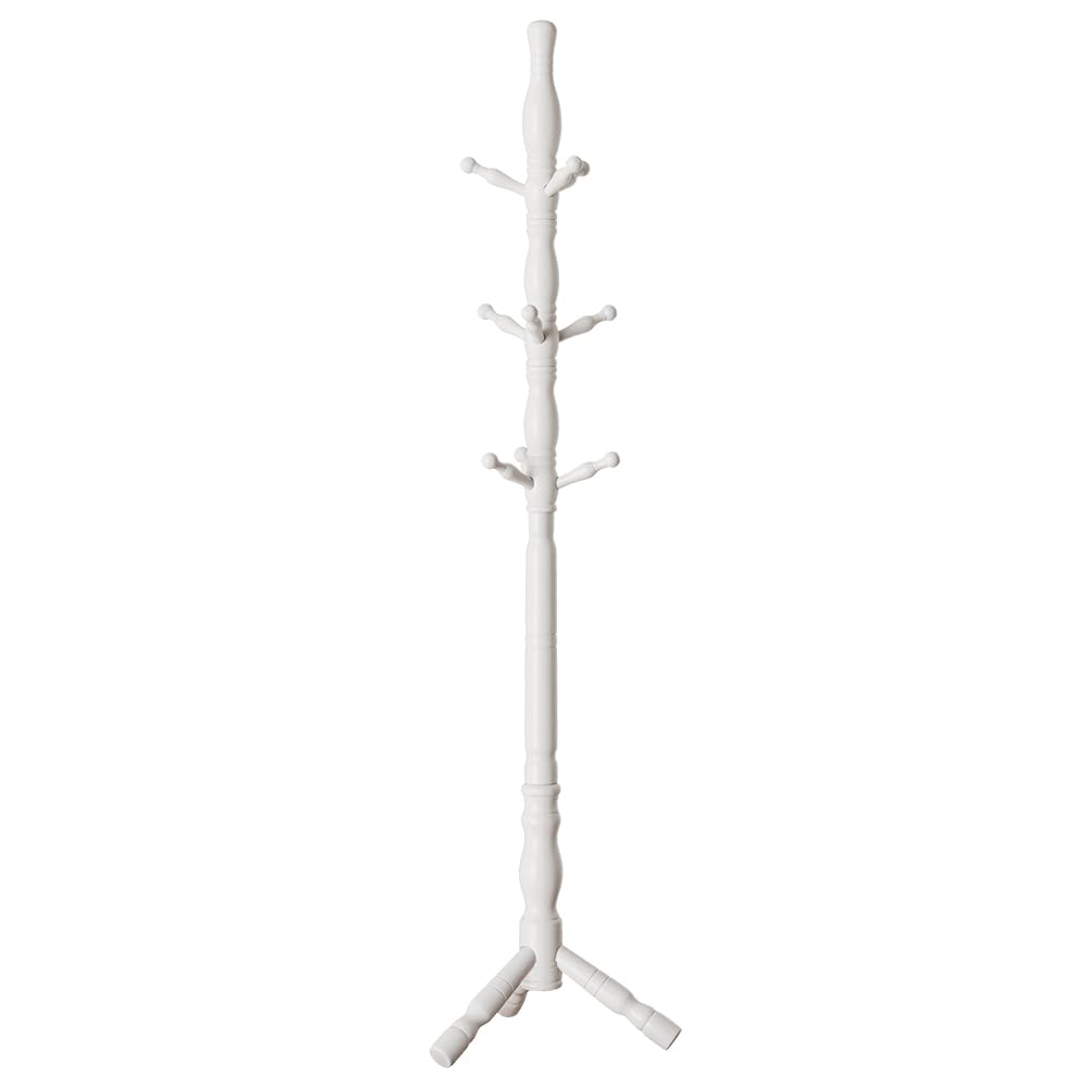 Multibao Sturdy Wooden Coat Rack Stand Vintage Posh Solid Wood 185cm with 9 Hooks Heavy Duty Free standing Hall Coat Hat Clothes Tree Stands for