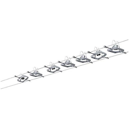 Paulmann 94152 Cable Lighting System – Mac II Set Ceiling Light Metal Wire System for GU5.3 LED Lamps - Suitable for Max 7 x 10 Watt Bulbs, Comes Without Bulbs - Matt Chrome