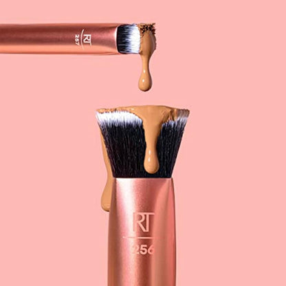 Real Techniques Face Base Makeup Brush Kit, For Concealer, Foundation, & Contour, Works With Liquid, Cream & Powder Products, Staples For Blending & Buffing, 4 Piece Set