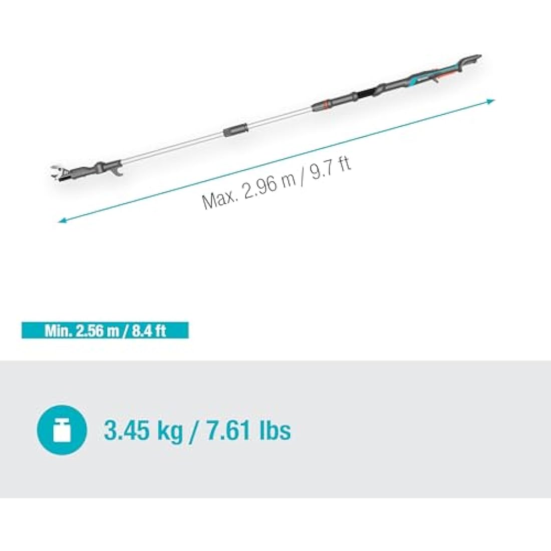 Gardena Cordless Telescopic Tree Pruner HighCut 250/18V P4A no battery: Lopper with telescopic handle for branches up to 4 m high, rotating cutting head, ergonomic handle, LED display (14774-55)
