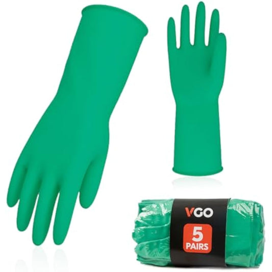 Vgo... Reusable Household Gloves, Dishwashing gloves, Extra Thick, Long Sleeves, Kitchen Cleaning/Painting/Gardening/Pet Care