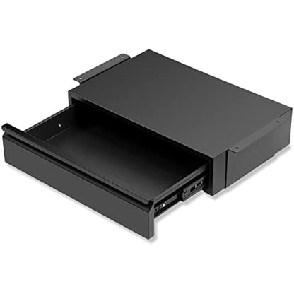 OSteed Large Under Desk Drawer 45cm Metal Black, Pull-out Shelf Organiser, Under Shelf Drawer with Large Slide Extension, Desk Extender Mount Under Flat Wooden Table or Workbench, Normal_Version