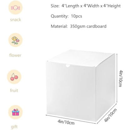 SHIPKEY 10PCS White Cardboard Gift Boxes with lids |10x10x10 cm Square Boxes | Small Gift Boxes Suitable for Party, Wedding, Christmas, Holidays, Birthdays and All Other Occasions