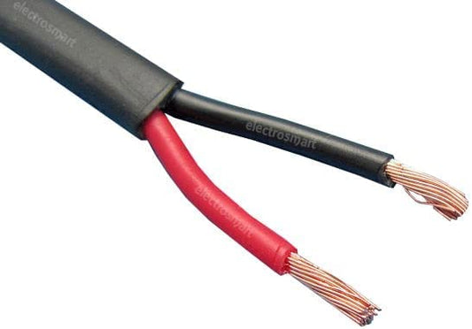 electrosmart 2 Core Twin Red/Black Copper Automotive Auto Boat Marine Cable Wire 2 x 2mm Thin Wall Flat Stranded 12V 24V 25 Amp (30m)