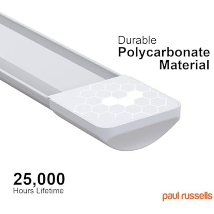 paul russells 6ft LED Batten, Ceiling Fitting Tube Light, 4000K Cool White, 60W, 6600 Lumens, Light for Office, Bathroom, Kitchen, Garage, Warehouse Fluorescent Lighting Replacement, 1 Pack