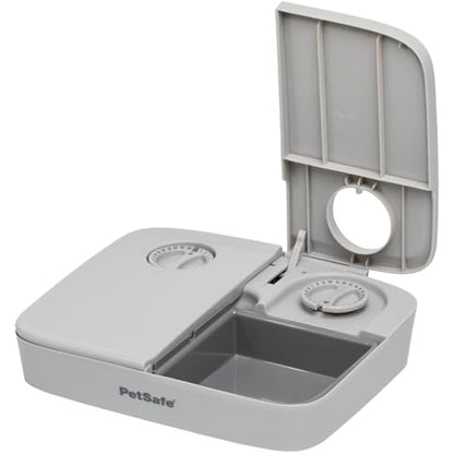 PetSafe 2 Meal Automatic Feeder, Built-in Timers, BPA Free Food Bowl, Suitable for Dry Food,Grey
