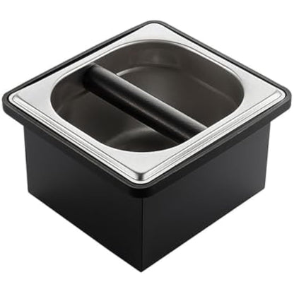 Coffee Knock Box, Espresso Knock Box Coffee Bin Barista Accessories Coffee Machine Accessories, Stainless Steel Small Coffee Knock Box Container with Silicone Knock Bar and Non Slip Base