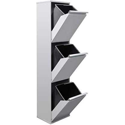 Arregui Basic CR302-B Waste Bin for Waste Collecting Buckets, Steel Cabinet for Differentiated Waste, 3 Drop-Down Doors, 3 x 17 L (51 L), Light Grey