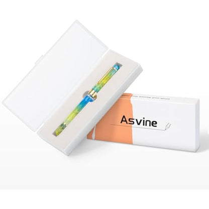 Asvine P20 Gradual Yellow Piston Fountain Pen, Iridium Fine Nib Gold Trim Smooth Writer Collection Resin Pen with Case Set