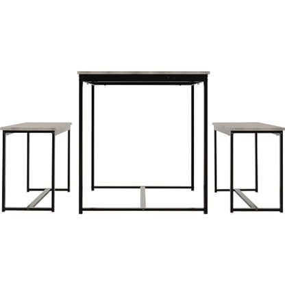 Seconique Lincoln 1+2 Dining Bench Set in Stone Effect/Black