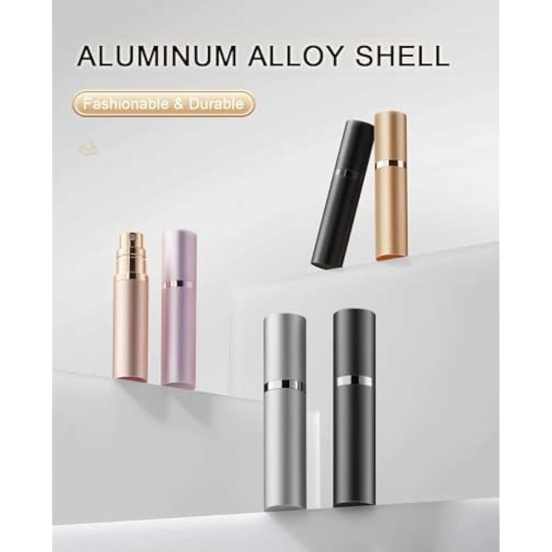 BRARIOS Perfume Atomiser Refillable, Travel Size Portable Atomiser Spray,Mini Empty Perfume Bottle,Leak Proof Cologne Dispenser for Women and Men,5ml(Y-Gold)
