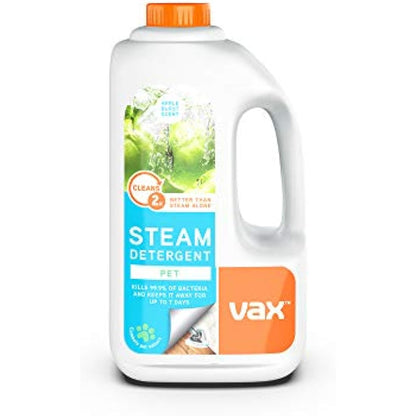 Vax Steam Detergent Pet 1L Steam Cleaner Detergent, Hard Floor Cleaner Solution, Apple Burst Scent, Neutralise Pet Odours, Remove 99.9percent of Bacteria, 1-9-132813, White