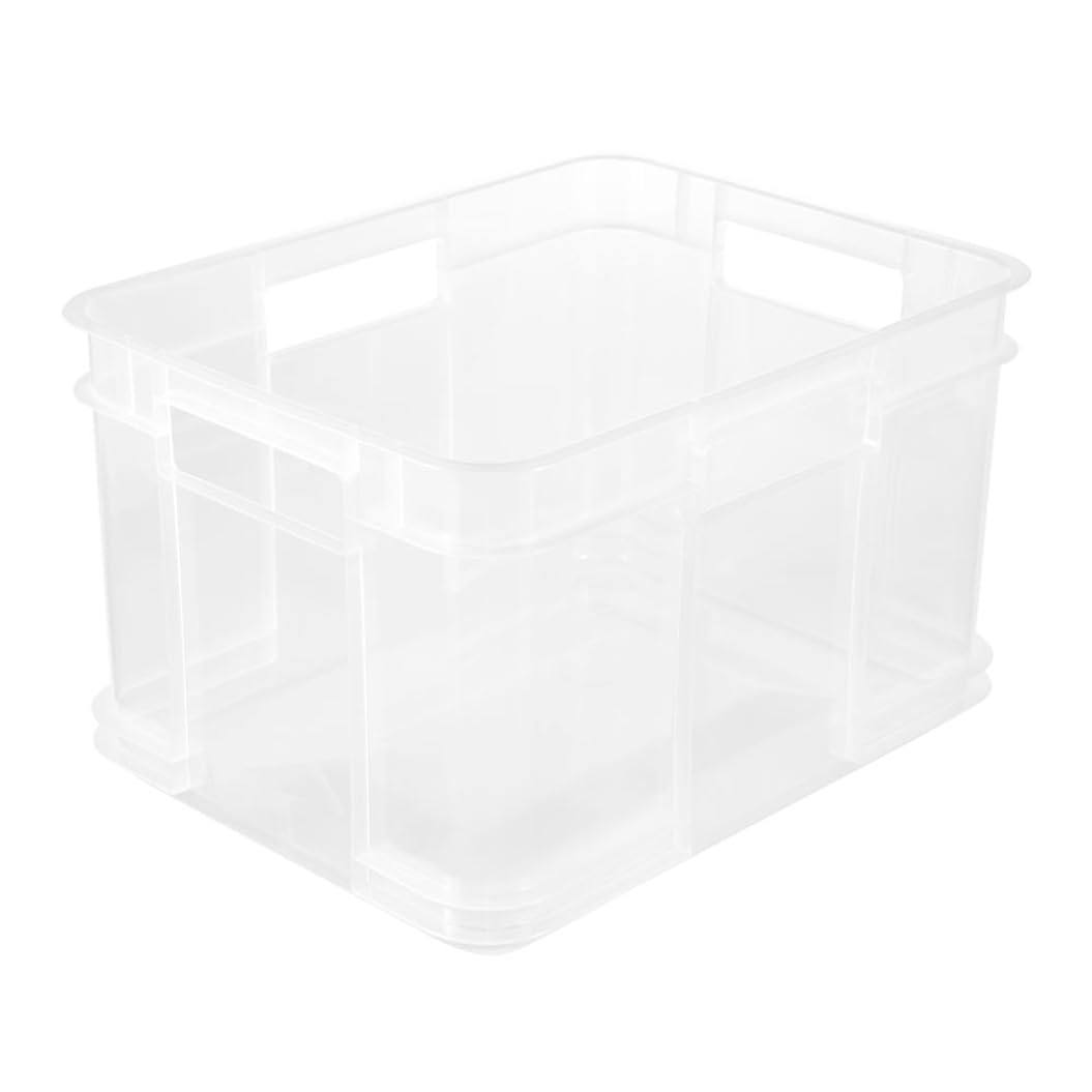 Keeeper Storage Box, Euro-Box M, Sturdy Plastic (PP), 35 x 27 x 22 cm, 16 l, Transparent- Natural