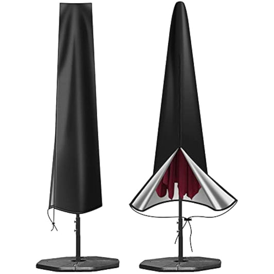 OKPOW Parasol Covers Waterproof 600D Oxford Fabric Patio Umbrella Cover with Zip (190 * 30 * 50cm), for 2m 2.2m 2.3m 2.4m 2.5m 2.7m 2.8m 3m Garden Outdoor Umbrella (Black)