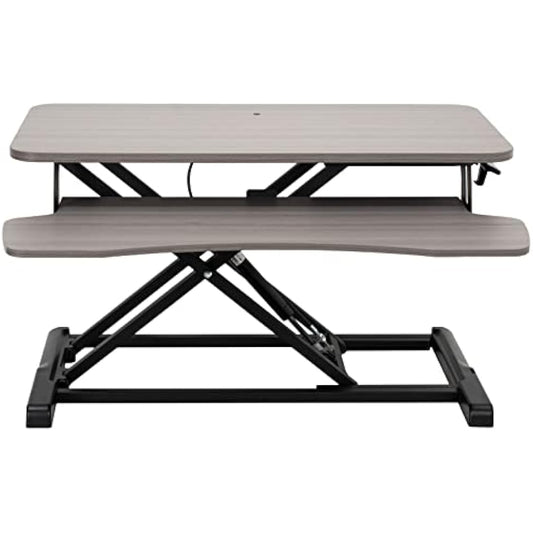 VIVO 81 cm Desk Converter, K Series, Height Adjustable Sit to Stand Riser, Dual Monitor and Laptop Workstation with Wide Keyboard Tray, Gray Top, Black Frame, DESK-V000KG