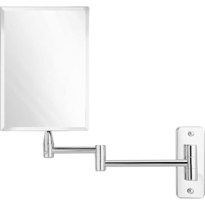 MIRRORVANA Frameless Wall Mount Mirror for Bathroom with 11" Extension Swivel, No Magnification, Rectangular 8.7" x 6.3" Surface, Chrome