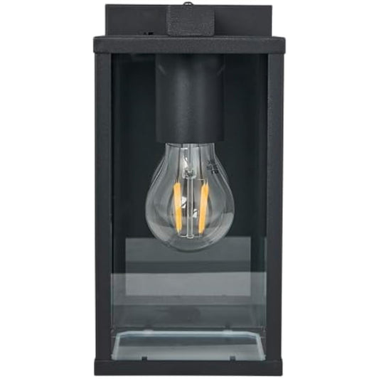 Eglo Outdoor Wall lamp Budrone, Outside Porch Lighting, Vintage Porch Lighting, Made of Metal in Black and Glass in Transparent, E27 Socket, IP44
