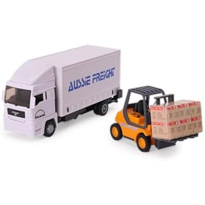 Toyland®- 15cm(6") MAN Freight Truck And Forklift - Transport Goods -Load And Go - 1:48 Scale - Kids Toys (One At Random)