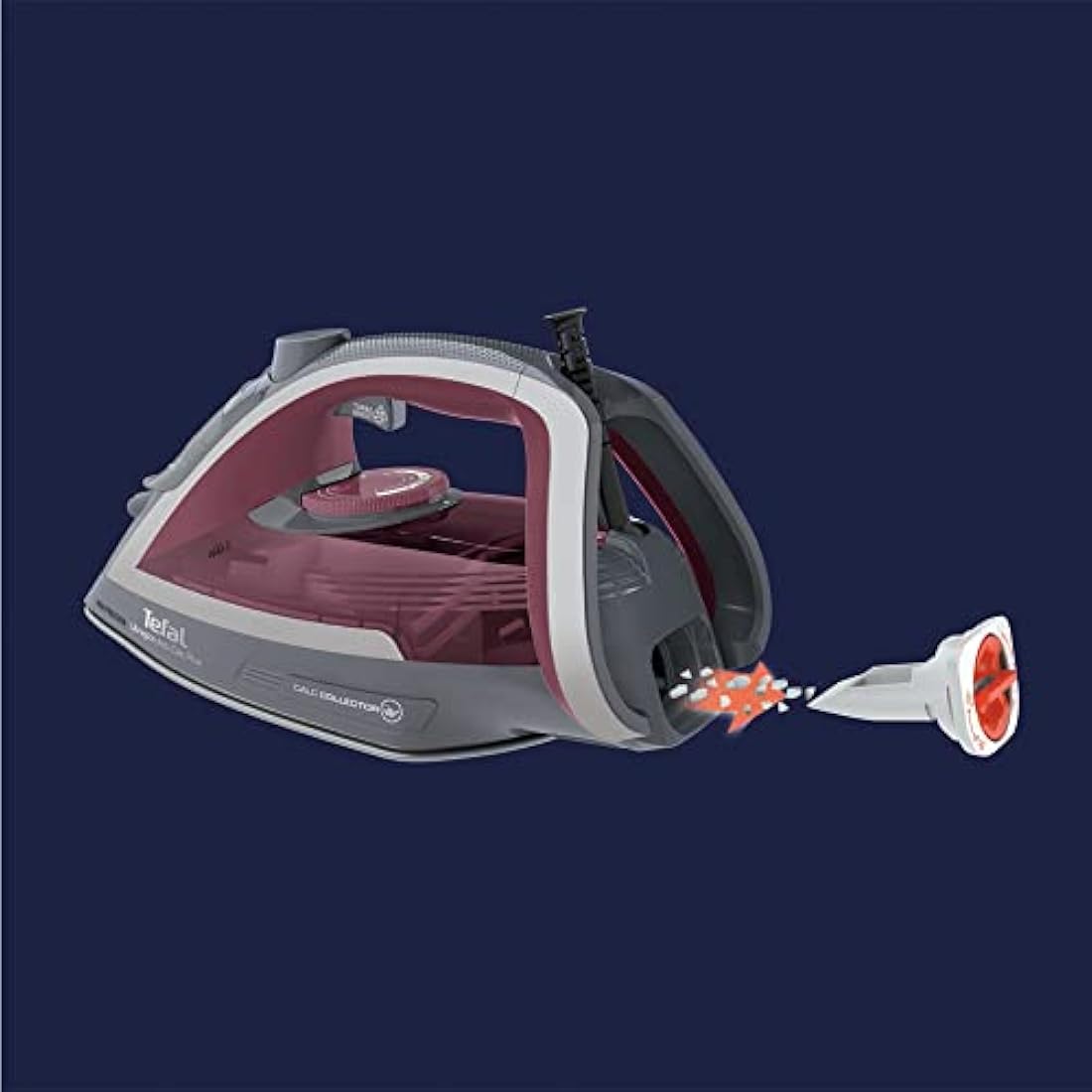 Tefal Ultraglide Steam Iron, 210 g/min Steam Boost, 50 g/min Continuous Steam, 250 ml Water Tank, 2800W Power, Non-Stick Durilium Soleplate, Auto Off, Anti-drip, Anti-Scale, Grey & Purple, FV5872