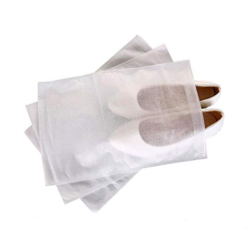 Supkeyer 10Pcs White Portable Shoes Bag Travel Storage Pouch Drawstring Dust Bags Non-woven Fabric