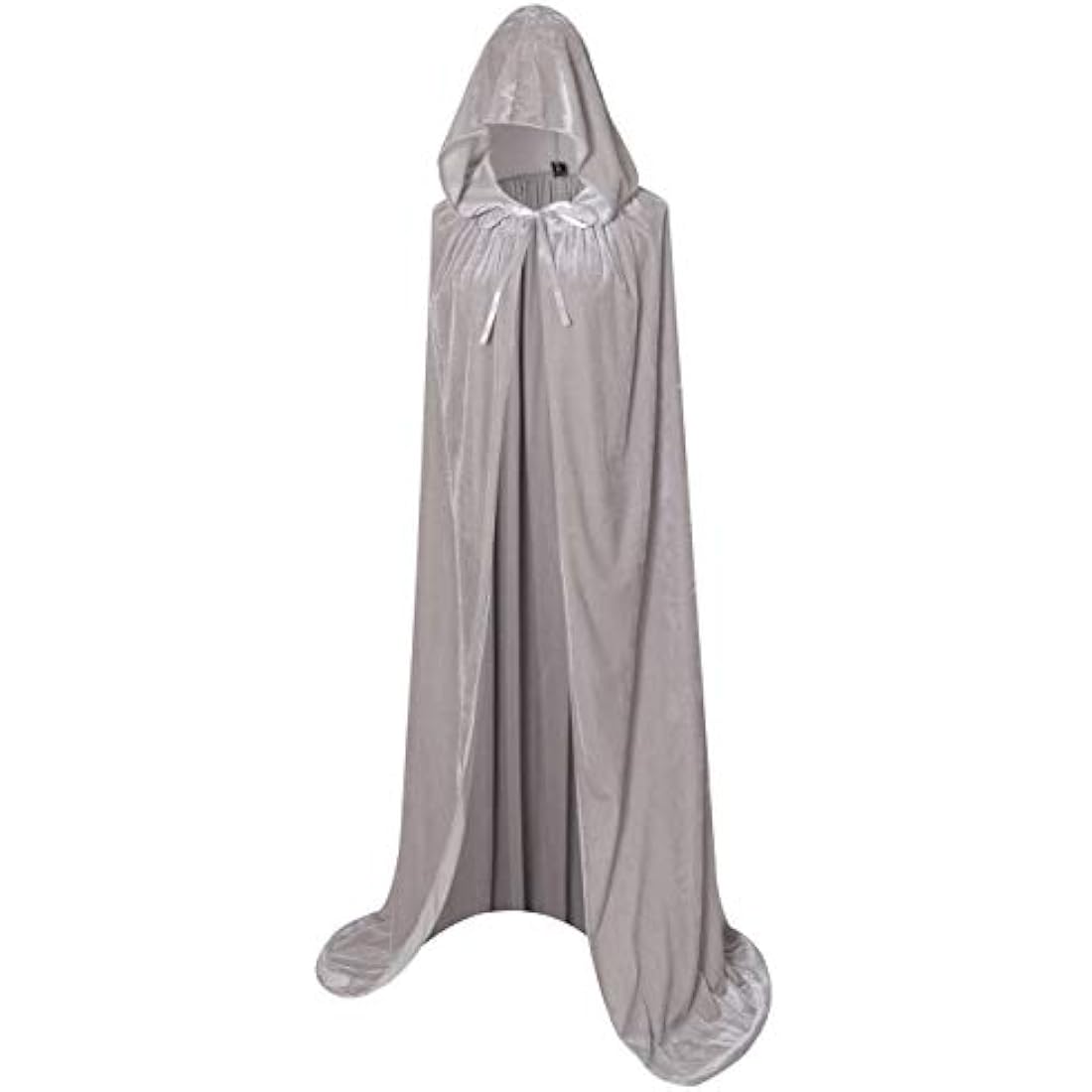 Txian Full Length Hooded Velvet Cloak Halloween Christmas Fancy Cape Costumes 59" (Silver gray)