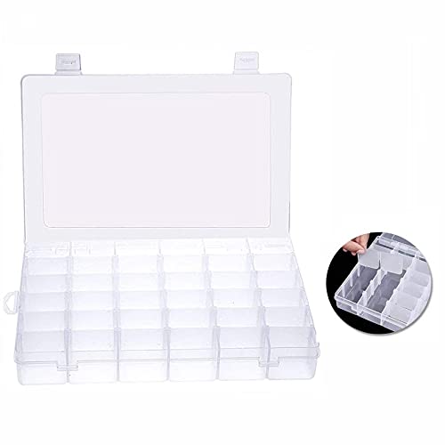 36 Grids Clear Plastic Jewelry Box Diamond Dot Painting Storage Box Removable Compartment Containers with Lids Adjustable Dividers for Display