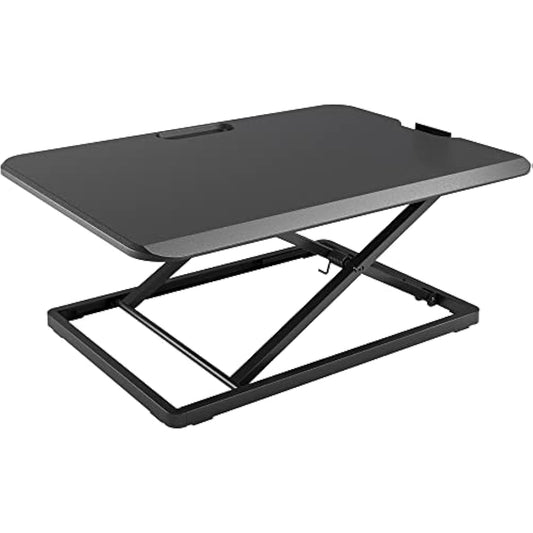 BONTEC Standing Desk Converter 67x47cm, Height Adjustable Sit Stand desk Converter Workstation, X-Frame Desk Riser for Laptop, Monitor, Keyboard Home Office, Ultra-Slim Desk Raiser up to 8kg