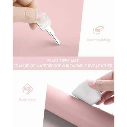 Non-Slip Desk Pad, Waterproof PVC Leather Desk Table Protector, Ultra Thin Large Mouse Pad, Easy Clean Laptop Desk Writing Mat for Office Work/Home/Decor (Pink, 60 x 35 cm)