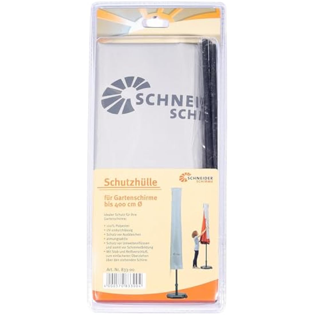 Schneider protective cover for parasols, silver-gray, up to approx. 400 cm Ø