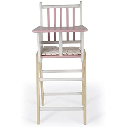Janod - Candy Chic - Wooden High Chair for Dolls up to 42 cm - Dolls accessories - Suitable for ages 3 and up - J05888