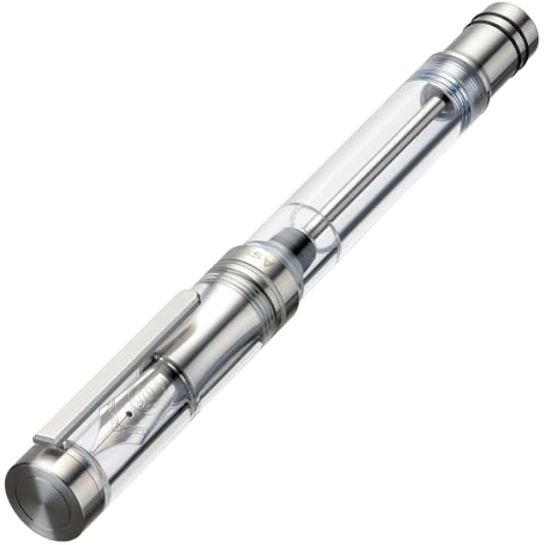 Asvine V200 Titanium Fountain Pen Vacuum Filling, Bock Broad Nib Clear Transparent Acrylic Smooth Writing Pen Case Set