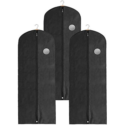 Long Garment Bags, Black Dress Covers, Pack of 3, Clothing Storage Bags, Travel, Weddings, Suits, Dresses, Fabric Clothes Bag, Clothes Storage, Garment Suit Cases