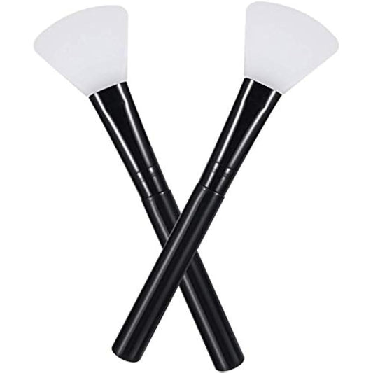 Face Mask Brush Silicone 2PCS Flexible Facial Mud Mask Applicator Brush, Hairless Moisturizers Applicator Tools, Wood Handle Mask Applicator for Mud, Clay, Charcoal Mixed Mask