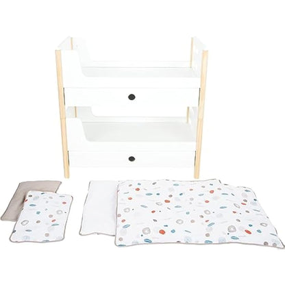 Small Foot 11811 Doll Loft Bed Little Button, with bed drawers for storing doll accessories, for ages 3+ years