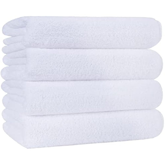 POLYTE Quick Dry Lint Free Microfibre Bath Towel, 76 x 145 cm, Pack of 4 (White)