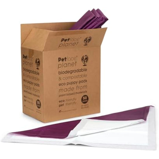 Petface Planet Compostable & Biodegradable Puppy Pads, Pack of 50 Eco-Friendly Pads, 56 x 57 cm