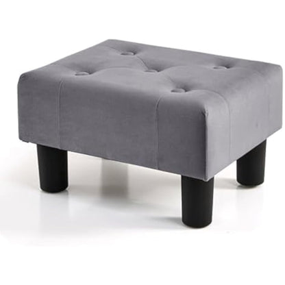 BRIAN & DANY Small Foot Stool, Velvet Footstool with Legs, Footstools for Living Room, Ottoman Footrest Extra Seating for Entryway, Gray