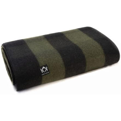 Arcturus Backwoods Wool Blanket - 4.5lbs, Warm, Heavy, Washable, Large | Great for Camping, Outdoors, Survival & Emergency Kits (Olive Green Buffalo)