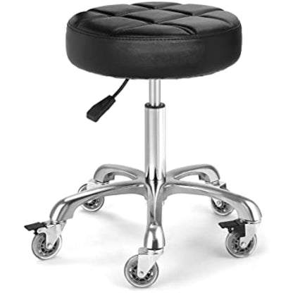 McDooFly Adjustable Heavy Duty Stool - Rolling Stools with Locking Caster Wheels - Swivel Stools Backless Chair for Beauty Hair Salon Spa Home Kitchen Office Shop Massage(Black, Height 47 to 57cm)