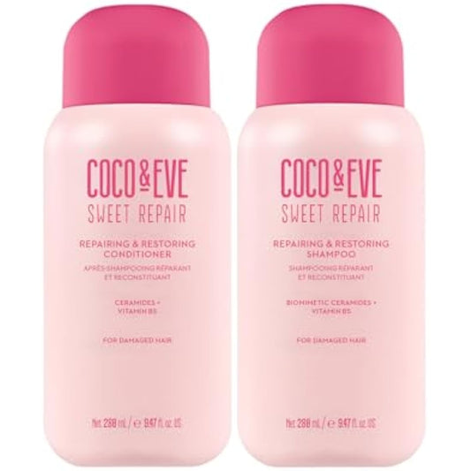 Coco & Eve Repair & Restore Shampoo & Conditioner Bundle. Hydrating & Strengthening Set for Damaged, Color Treated Hair. Deeply Nourish, Reduce Split Ends & Breakage for Healthy Hair. (560 ml)
