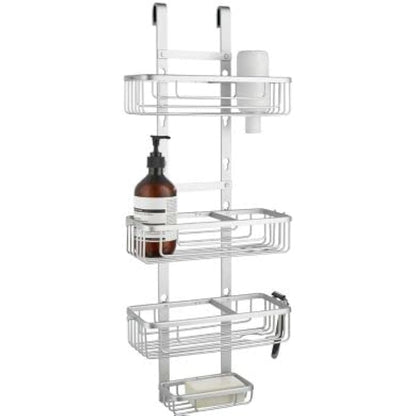 lakeland Adjustable Bath & Shower Caddy – Hangs Over Door Or On Wall Aluminium To Prevent Rusting