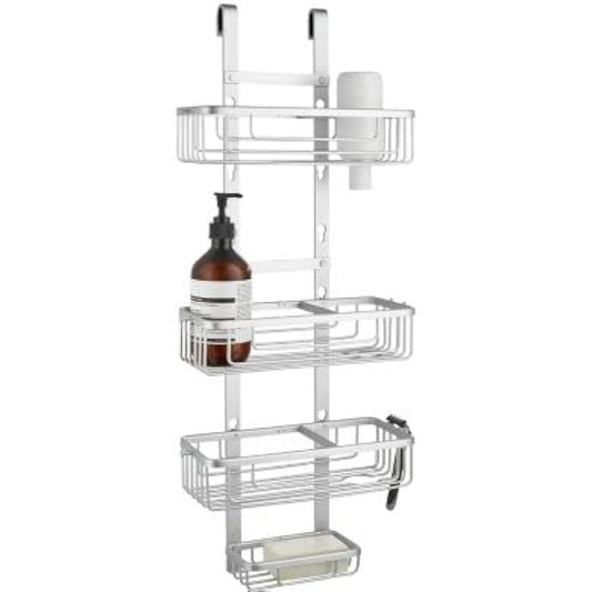 lakeland Adjustable Bath & Shower Caddy – Hangs Over Door Or On Wall Aluminium To Prevent Rusting