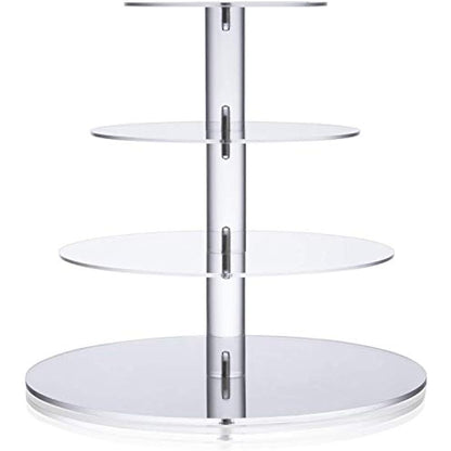 Cupcake Stand, ULIFEME 4 Tier Cake Stands, Round Acrylic Display Stands Cupcake Tower for Wedding, Birthday & Party, 6'' / 8'' / 10'' / 12'' Diameter Round Stand, 4 Inch Height, 4mm Thickness Acrylic