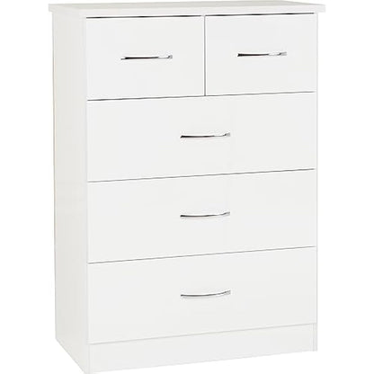 Seconique Nevada 3+2 Drawer Chest in White Gloss
