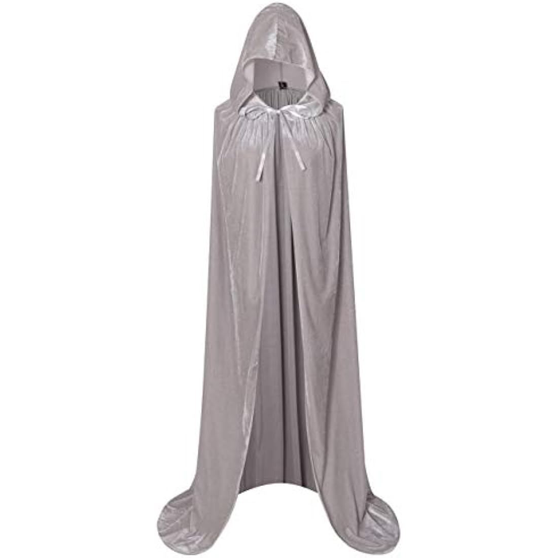 Txian Full Length Hooded Velvet Cloak Halloween Christmas Fancy Cape Costumes 59" (Silver gray)