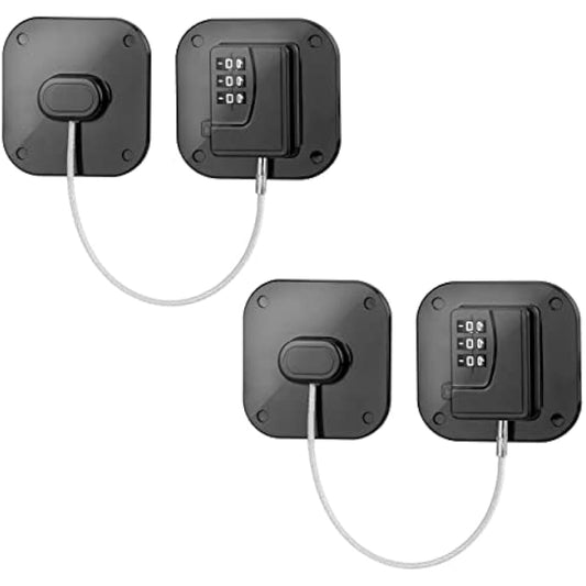 Evilsoul Password Fridge Lock Children Safety Refrigerator Lock Adults Safety Fridge Locks 2PCS Cupboard Lock with 3M Strong Adhesive for Drawer Fridge Freezer Cupboard (Black)