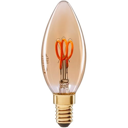greenandco E14 C35 LED Vintage Filament Bulb 2W Replaces 16W 150lm 2000K Extra Warm White 360 230V, no Flicker, not dimmable, 10-Pack