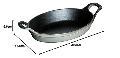 STAUB 40509-562-0 Oval Roasting Dish, 24 cm, Graphite Grey
